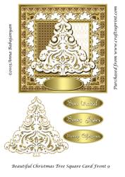 Beautiful Christmas Tree Square Card Front 9
