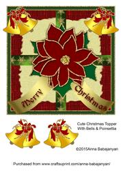 Cute Christmas Topper with Bells & Poinsettia