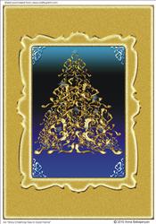 A4 "shiny Christmas Tree in Gold Frame"