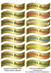 Seasons Greetings Gold Metallic Wavy Captions