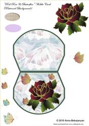 Red Rose & Butterflies Wobble Card (patterned Background)