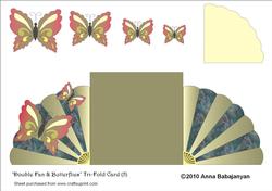 Double Fan & Butterflies Tri-fold Card (5)
