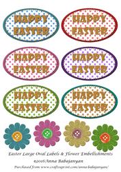Easter Large Oval Labels & Flower Embellishments