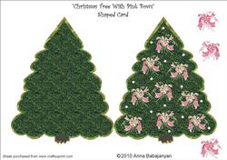 Christmas Tree with Pink Bows Shaped Card