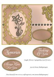 Single Flower Sympathy Card Front 2