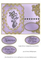 Single Flower Sympathy Card Front 3