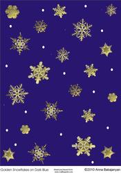 Golden Snowflakes on Dark Blue