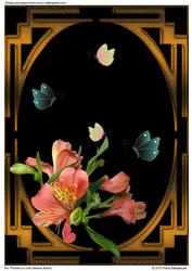 A4 "flowers in Oval Chinese Frame"