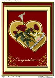 A4 Celebrate Two Gold Hearts with Flowers