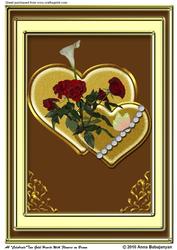 A4 Celebrate Two Gold Hearts with Flowers on Brown
