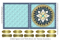 Folded Square Card With Flower For Various Occasions 2