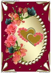 A4 "two Dreaming Hearts on Magenta"