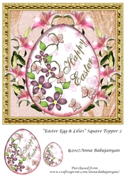 Easter Egg & Lilies Square Topper 2