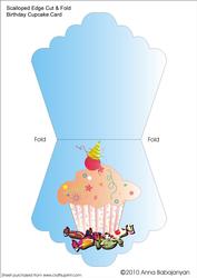 Scalloped Edge Cut & Fold Birthday Cupcake Card