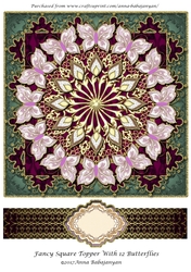 Fancy Square Topper With 12 Butterflies