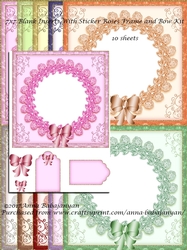 7x7 Blank Inserts With Sticker Roses Frame and Bow Kit