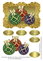Christmas Baubles On Fancy Gold Frame Topper 1