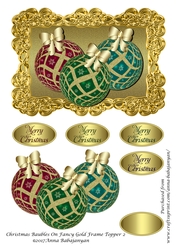 Christmas Baubles On Fancy Gold Frame Topper 2