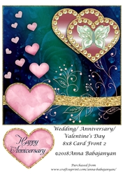 Wedding Anniversary Valentines Day 8x8 Card Front 2