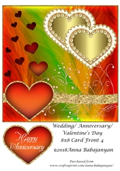 Wedding Anniversary Valentines Day 8x8 Card Front 4