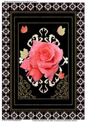 Framed Beautiful Rose with Ornaments & Butterflies (black)