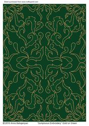 Sumptuous Embroidery Gold on Green
