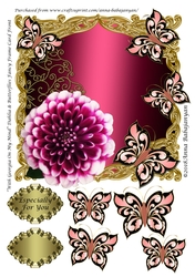 With Georgia On My Mind Dahlia & Butterflies Fancy Frame Card Front