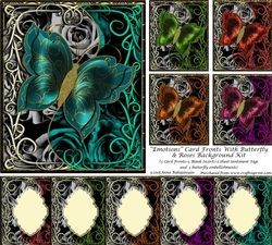 Emotions Card Fronts With Butterfly & Roses Background Kit