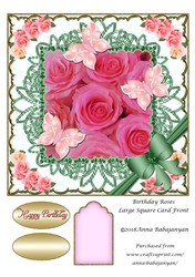 Birthday Roses Large Square Card Front