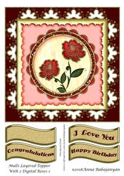 Multi Layered Topper With 2 Digital Roses 1