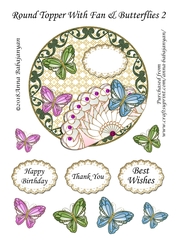 Round Topper With Fan & Butterflies 2
