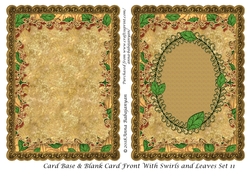 Card Base & Blank Card Front With Swirls and Leaves Set 11