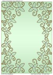 Gold Flowers & Swirls on Pastel Green