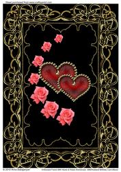 Embossed Frame with Hearts & Roses Anniversary Card (black)