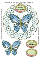 Flowers & Butterfly Scalloped Topper 3