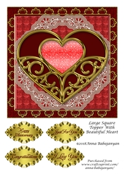 Large Square Topper With Beautiful Heart