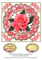 Pink Roses Square Card Front