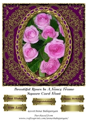 Beautiful Roses In A Fancy Frame Square Card Front