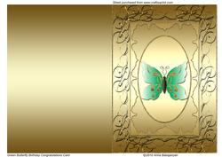 Green Butterfly Birthday /congratulations Card