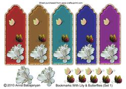 Bookmarks with Lily & Butterflies (set 1)
