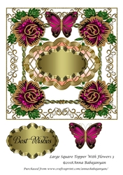 Large Square Topper With Flowers 3