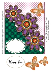 3 Cute Flowers Card Front