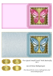 Two Quick Small Cards With Butterfly Set 1