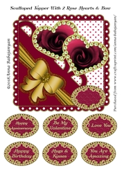 Scalloped Topper With 2 Rose Hearts & Bow