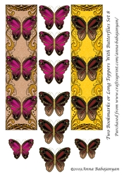 Two Bookmarks or Long Toppers With Butterflies Set 8
