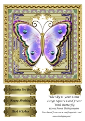 The Sky Is Your Limit Large Square Card Front With Butterfly
