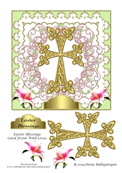Easter Blessings Card Front With Cross