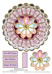 Butterfly Cirlce Large Scalloped Round Topper