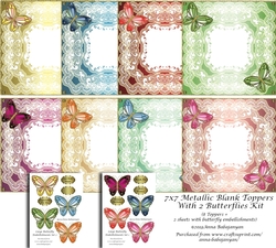 7x7 Metallic Blank Toppers With 2 Butterflies Kit