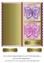 Cut & Fold Scalloped Edge DL Card With Butterflies 3